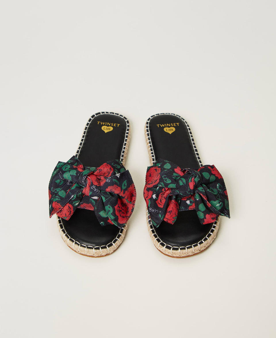 Slides with bow Little Rose Print Woman 231LBPZAA_10320_04