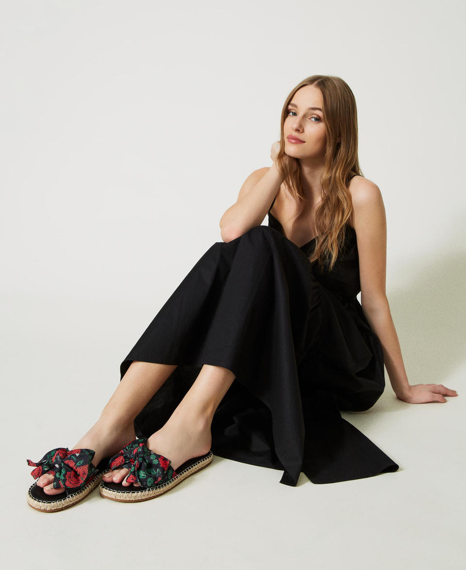 Slides with bow Little Rose Print Woman 231LBPZAA_10320_0S
