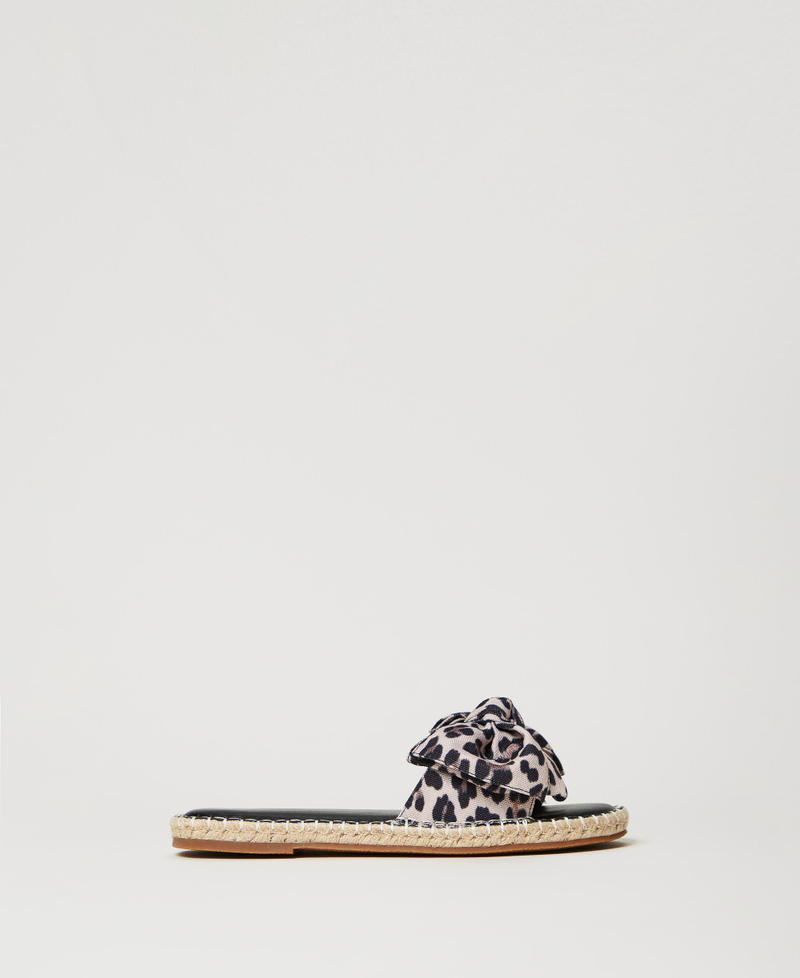 Slides with bow Natural Leopard Print Woman 231LBPZAA_10323_01