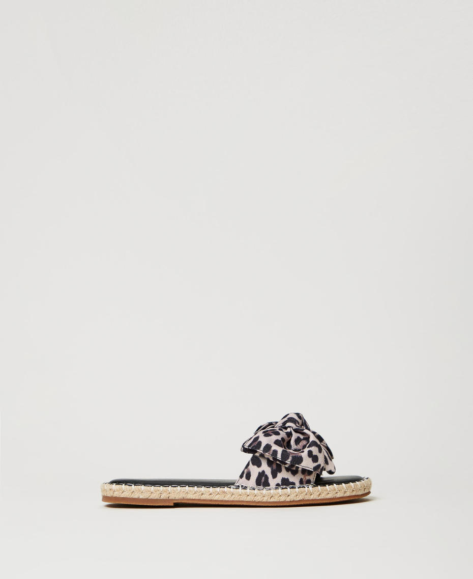 Slides with bow Natural Leopard Print Woman 231LBPZAA_10323_01