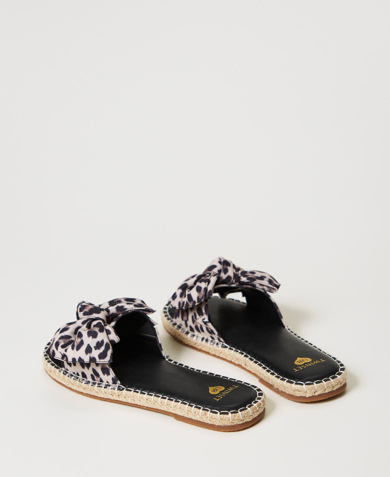 Slides with bow Natural Leopard Print Woman 231LBPZAA_10323_03