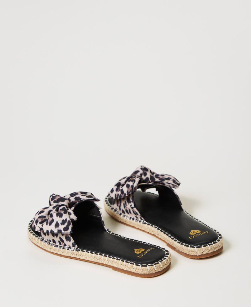 Slides with bow Natural Leopard Print Woman 231LBPZAA_10323_03
