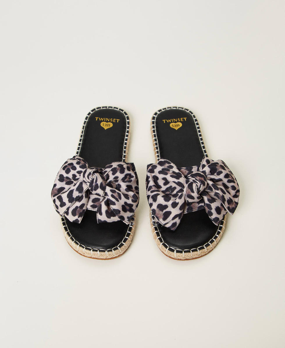 Leopard slides with bow sale