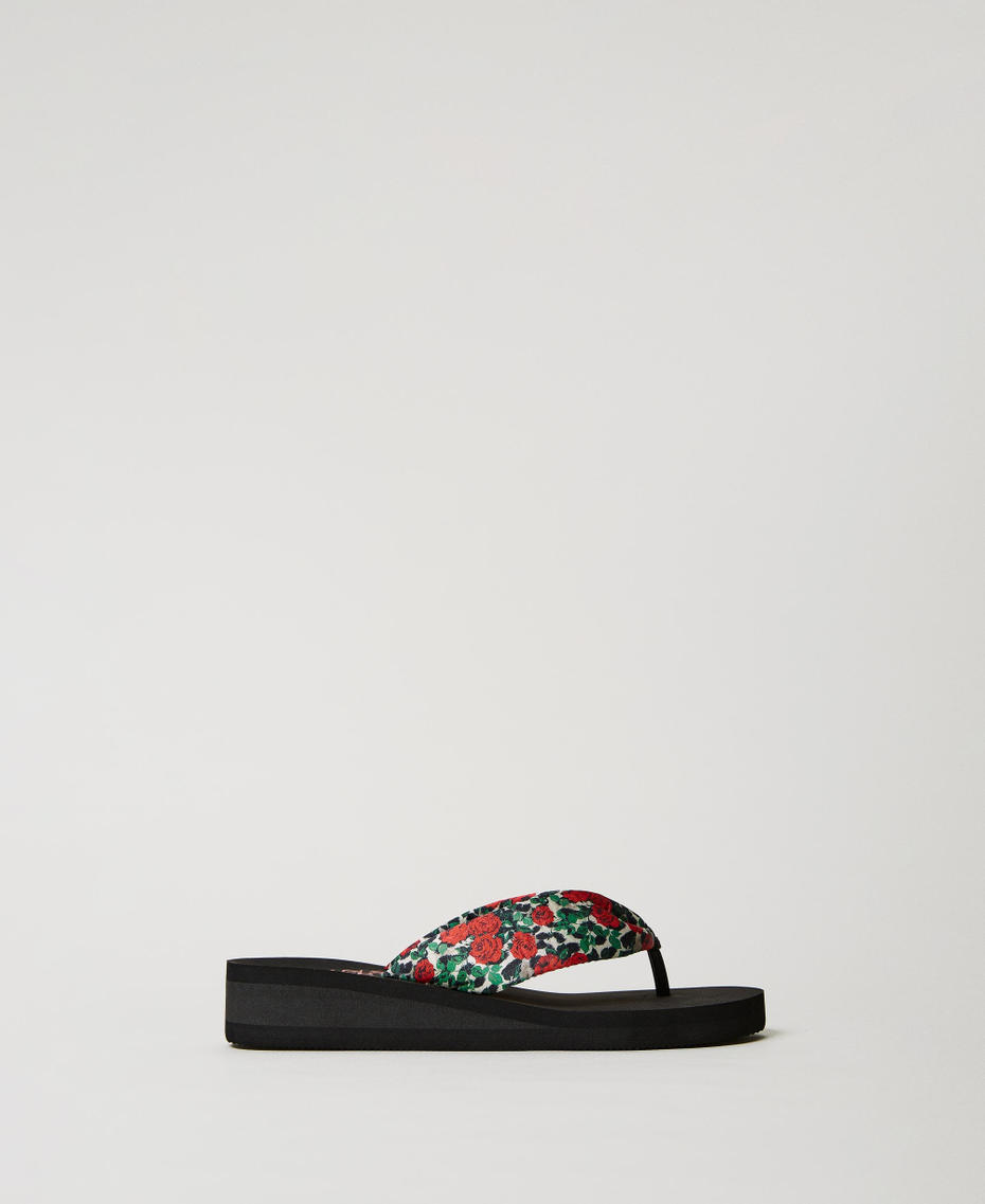 Platform thong sandals with print Natural Rose and Leopard Print Woman 231LBPZCC_10610_01