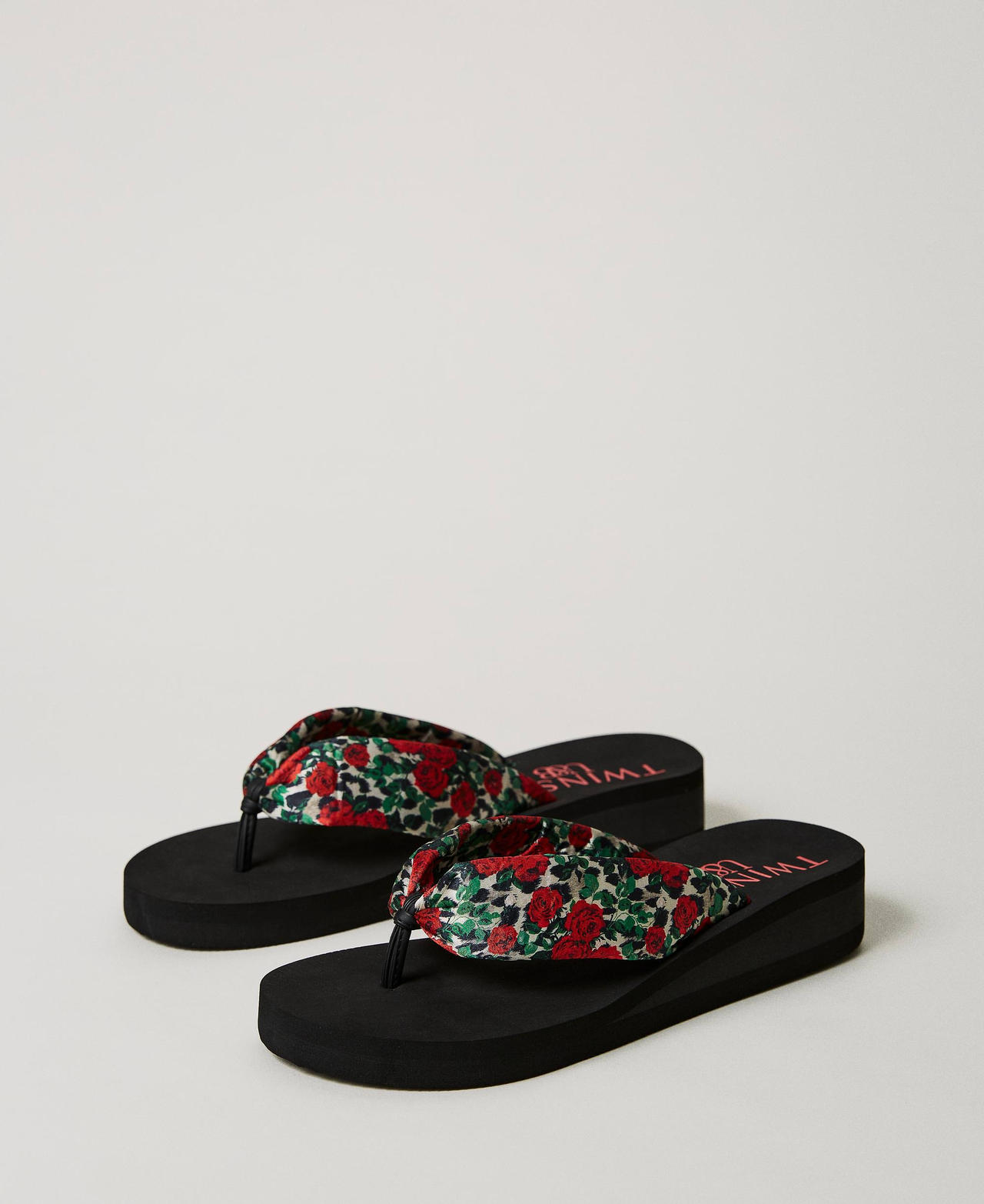 Platform thong sandals with print Natural Rose and Leopard Print Woman 231LBPZCC_10610_02