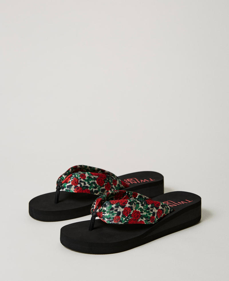Platform thong sandals with print Natural Rose and Leopard Print Woman 231LBPZCC_10610_02