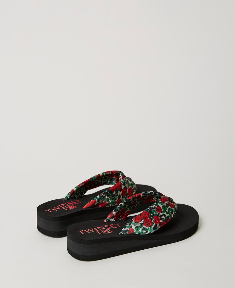 Platform thong sandals with print Natural Rose and Leopard Print Woman 231LBPZCC_10610_03
