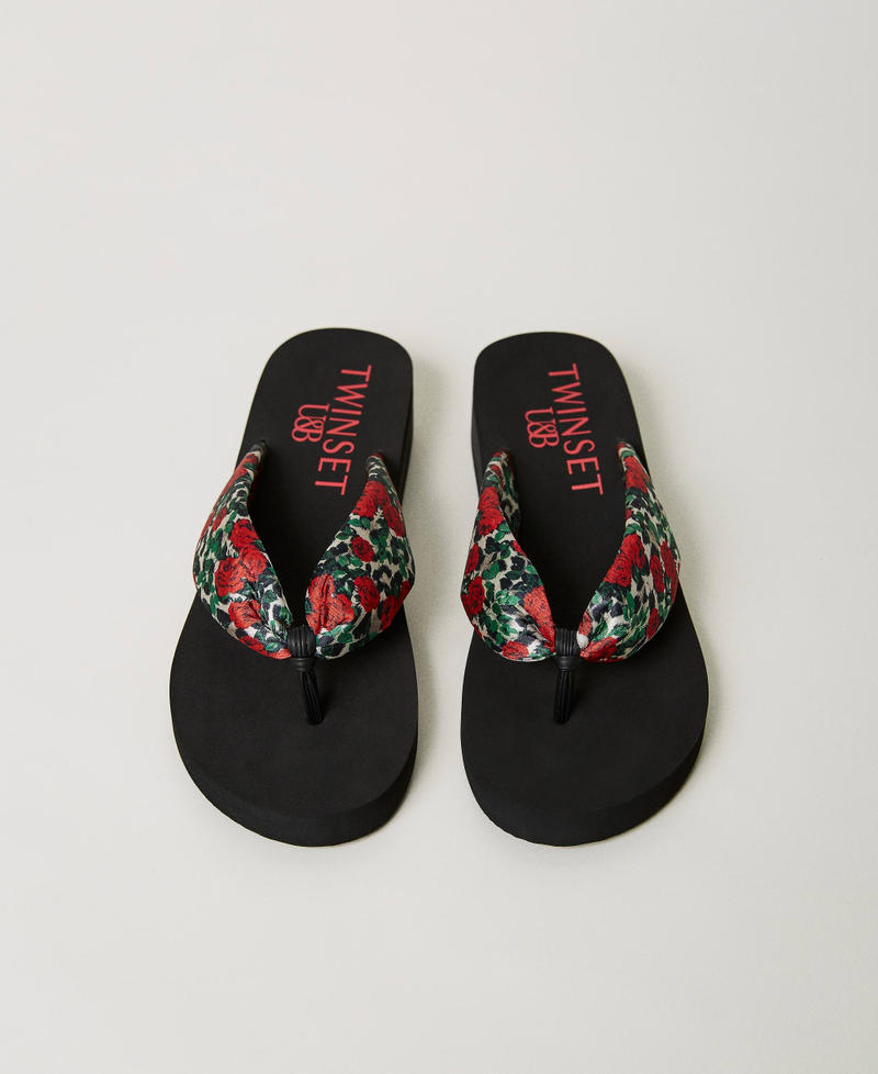 Platform thong sandals with print Natural Rose and Leopard Print Woman 231LBPZCC_10610_04