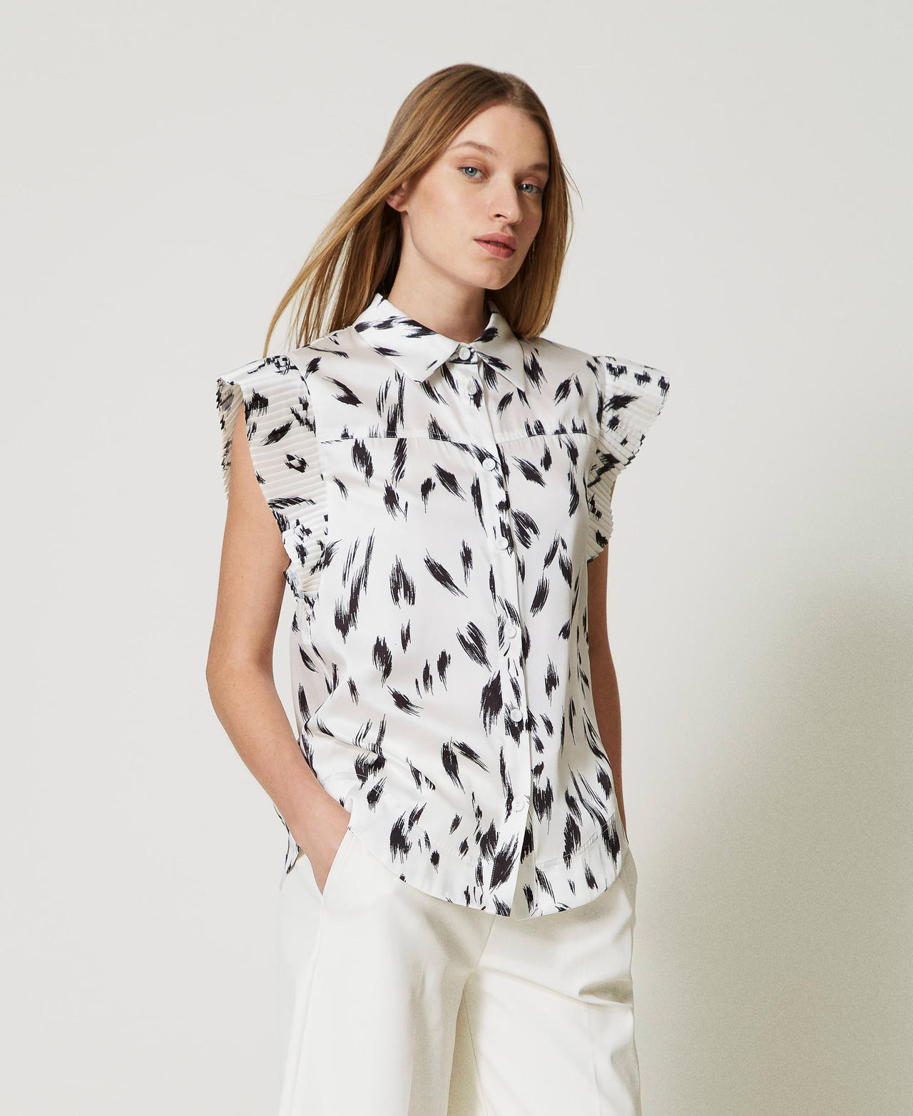 Printed cr&ecirc;pe de Chine shirt
