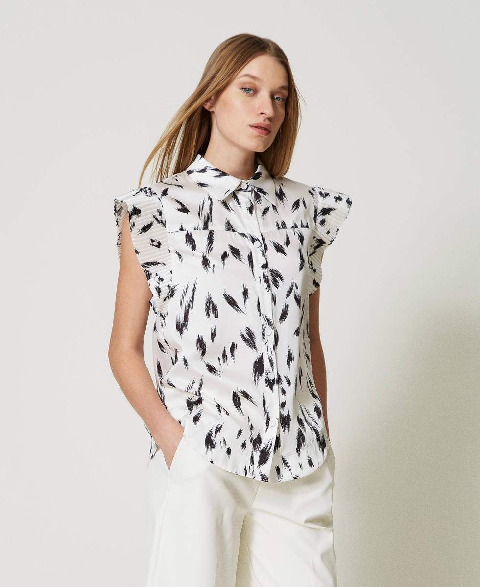 Camisa blanca estampada mujer top