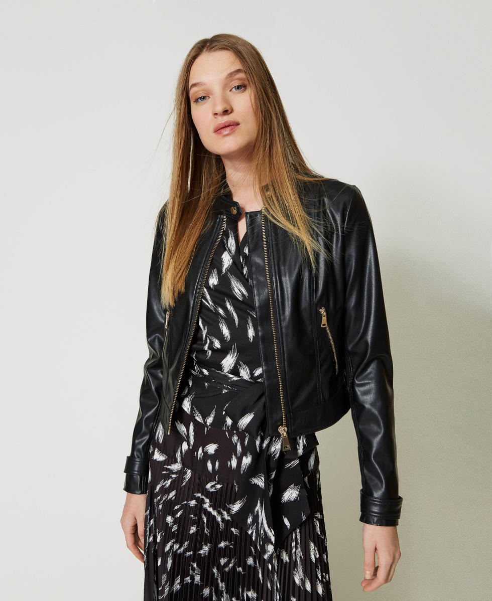 Giacca effetto pelle con zip Donna Nero TWINSET Milano