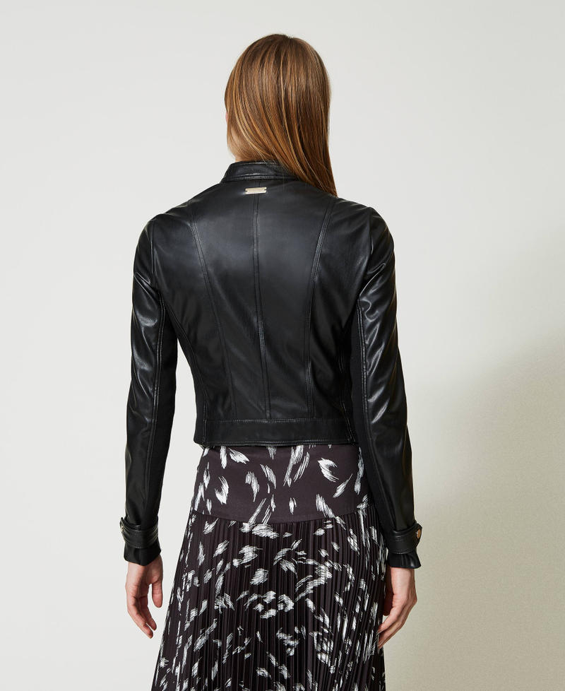 Leather-like jacket with zip Black Woman 231LL22AA-05