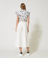 Leather-like wide leg trousers