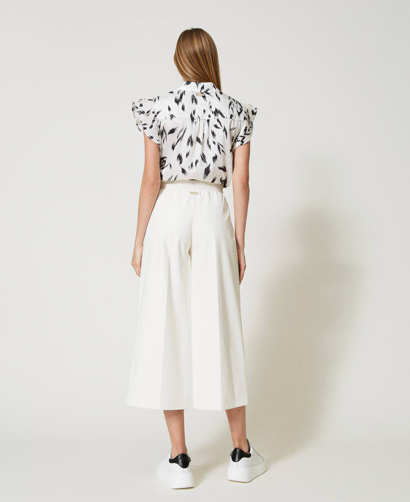 Leather-like wide leg trousers