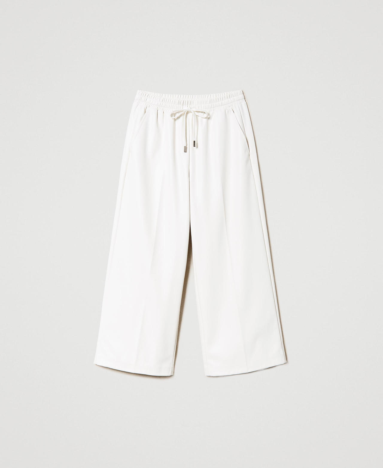Свободные прямые брюки с имитацией натуральной кожи Белый Sugar женщина 231LL22BB-0S