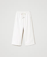 Leather-like wide leg trousers