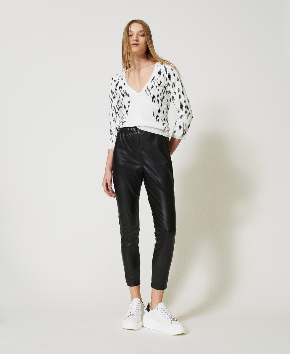 Leather like leggings Woman Black TWINSET Milano