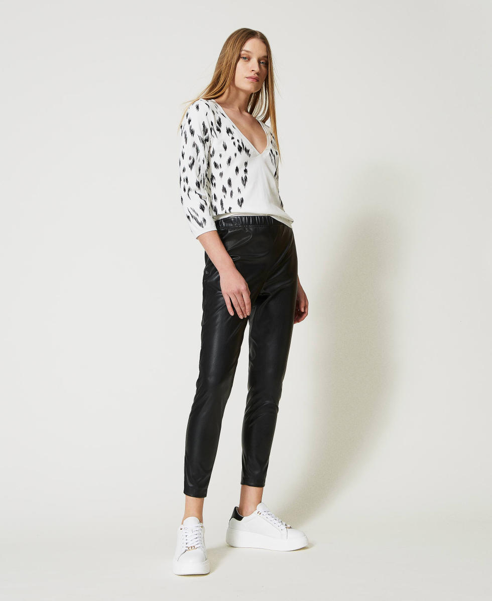 Leggings con efecto piel Mujer Negro TWINSET Milano