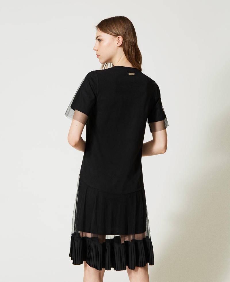 Платье миди со вставками из тюля Черный женщина 231LL22PP-03