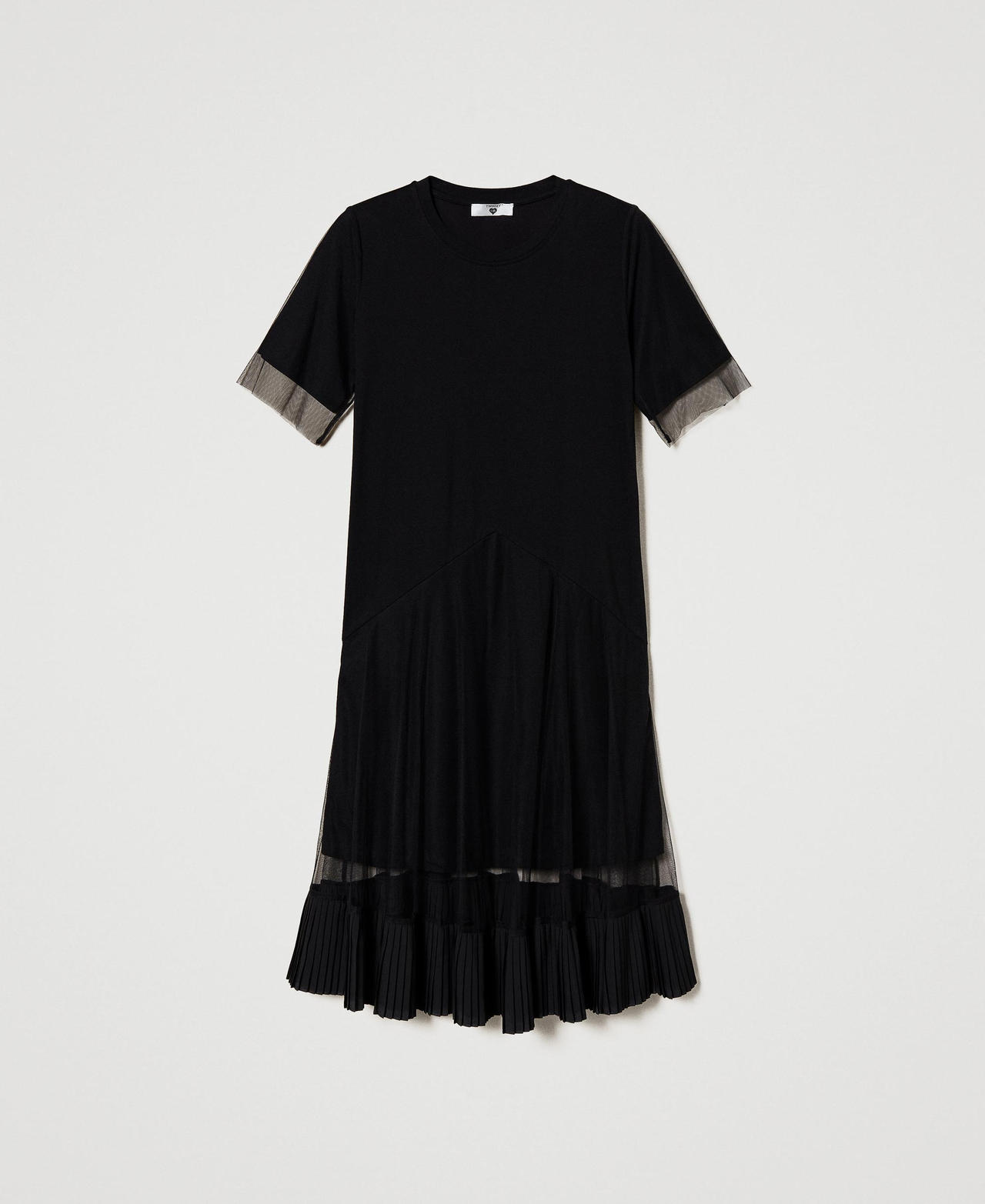 Платье миди со вставками из тюля Черный женщина 231LL22PP-0S
