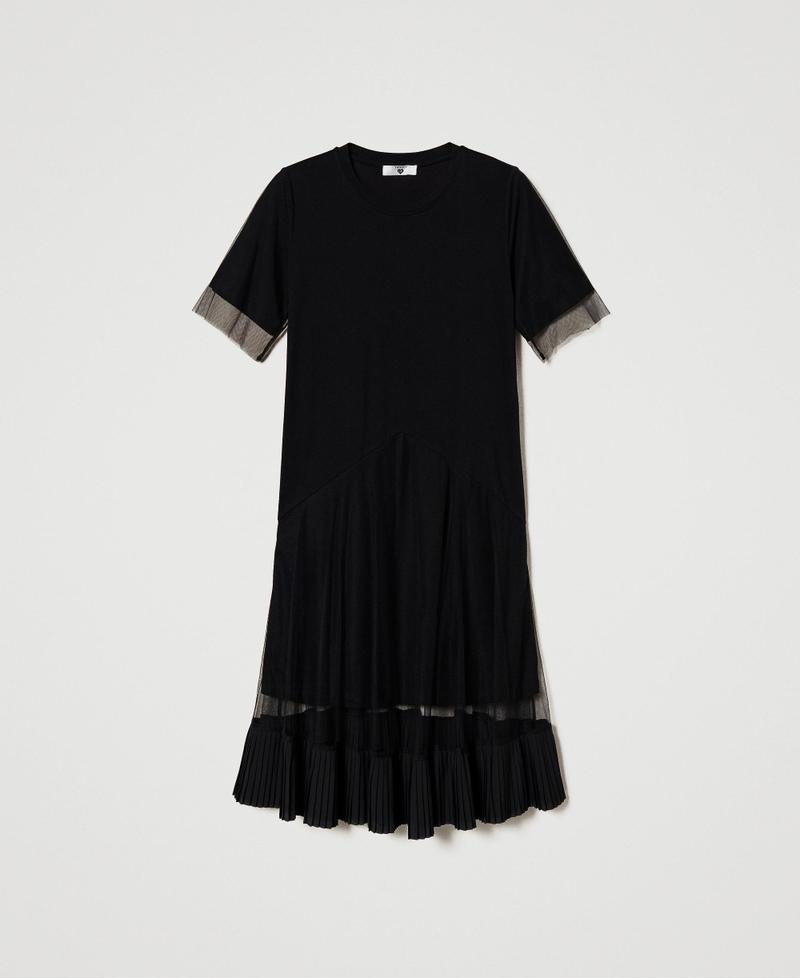 Abito longuette con inserti in tulle