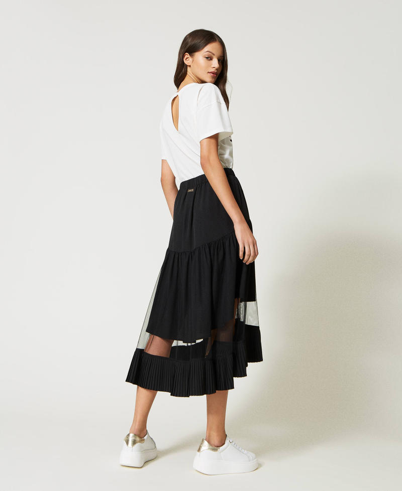 Long skirt with tulle inserts Black Woman 231LL22QQ-03