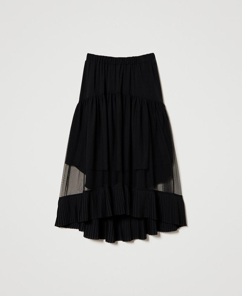 Длинная юбка со вставками из тюля Черный женщина 231LL22QQ-0S