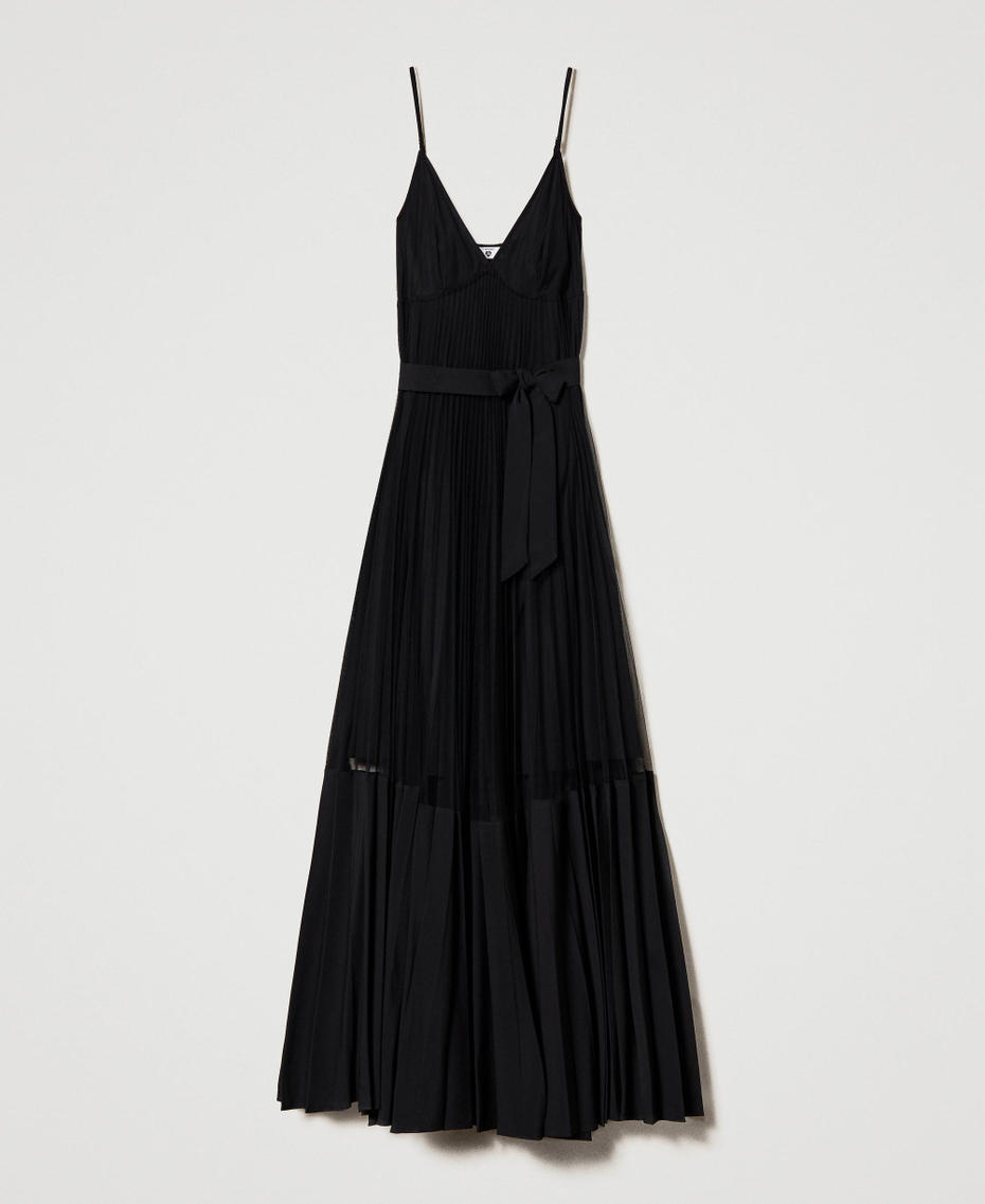 Robe longue avec insertions en tulle