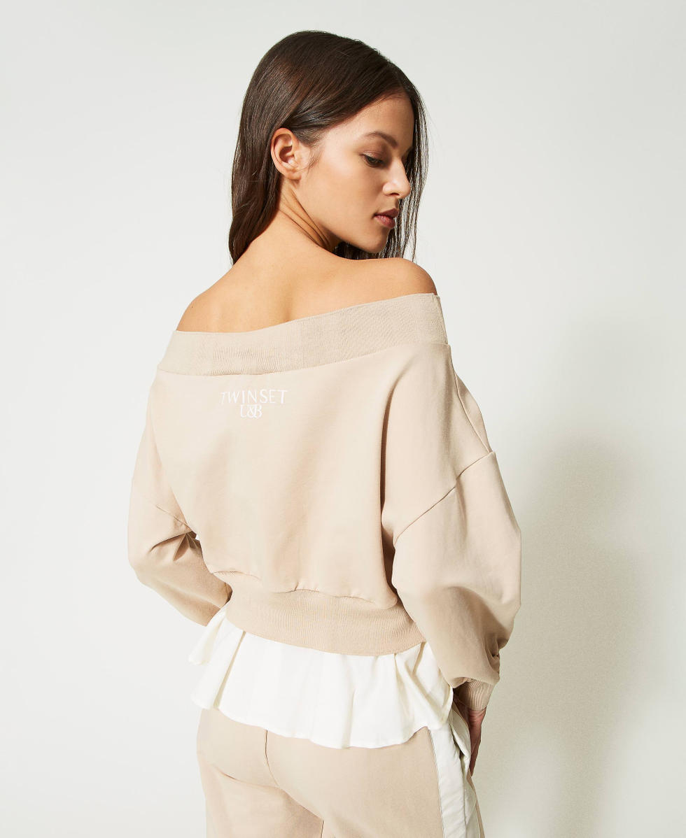 Felpa con balza in popeline Donna Beige TWINSET Milano