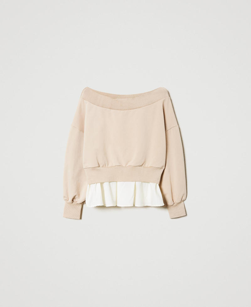 Felpa con balza in popeline