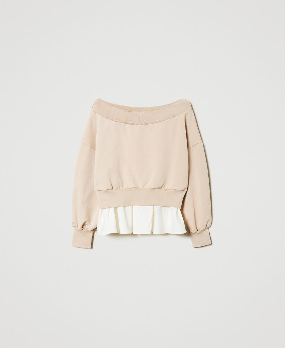 Felpa con balza in popeline