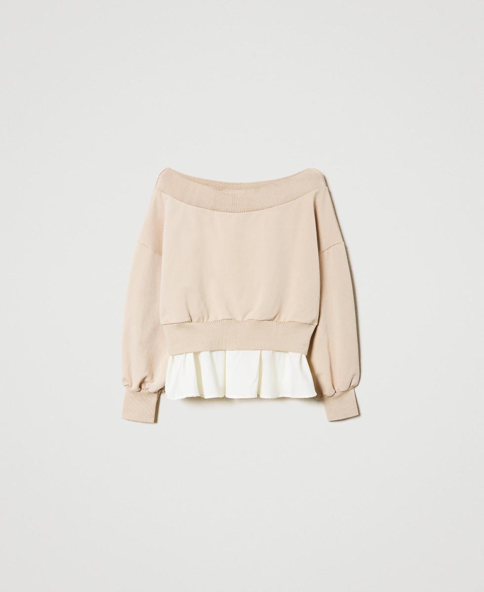 Sweatshirt with poplin flounces