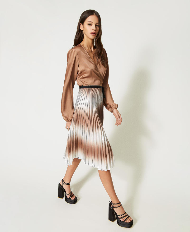 Pleated midi satin dress