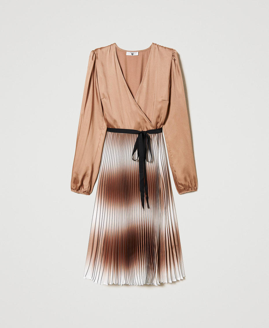 Pleated midi satin dress