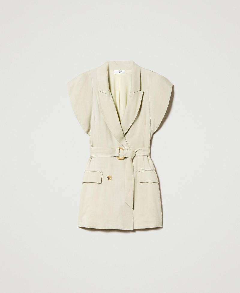 Double-breasted twill waistcoat “Powder Green” Woman 231LL24AA-0S