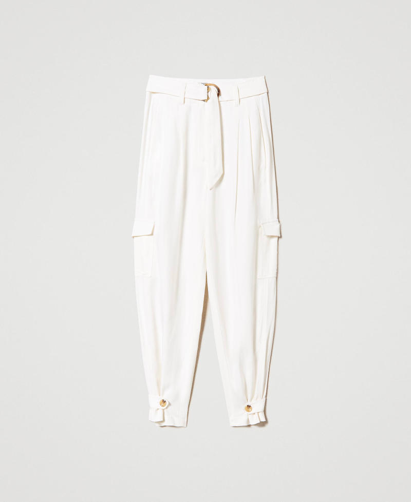 Pantalon cargo en twill Blanc Sugar Femme 231LL24BB-0S