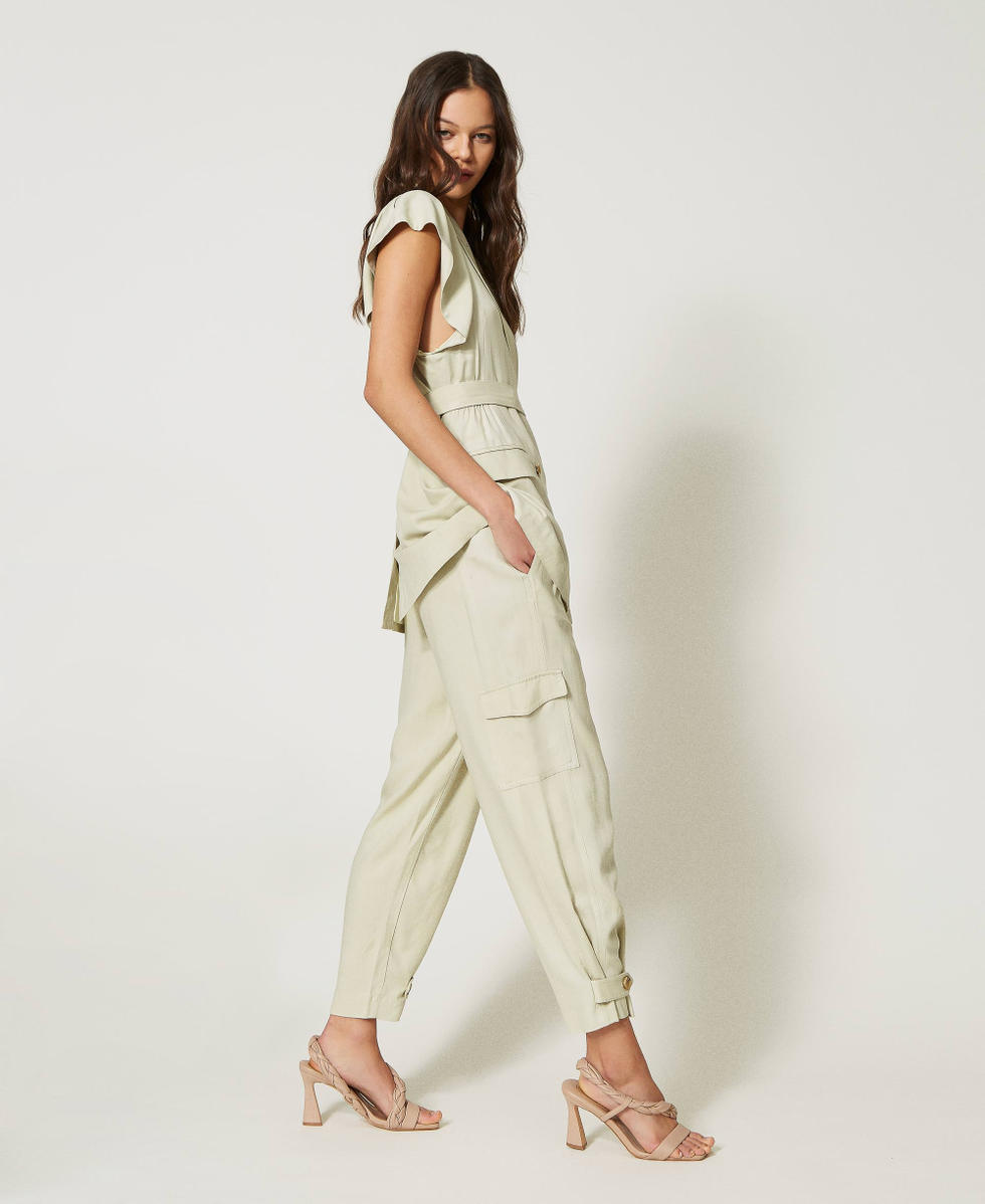 Twill cargo trousers Woman, Green