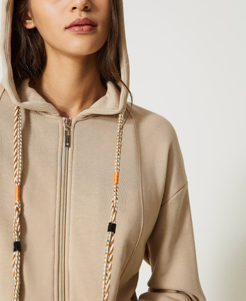 Hoodie with weaved drawstring Champagne Woman 231LL24PP_10286_04