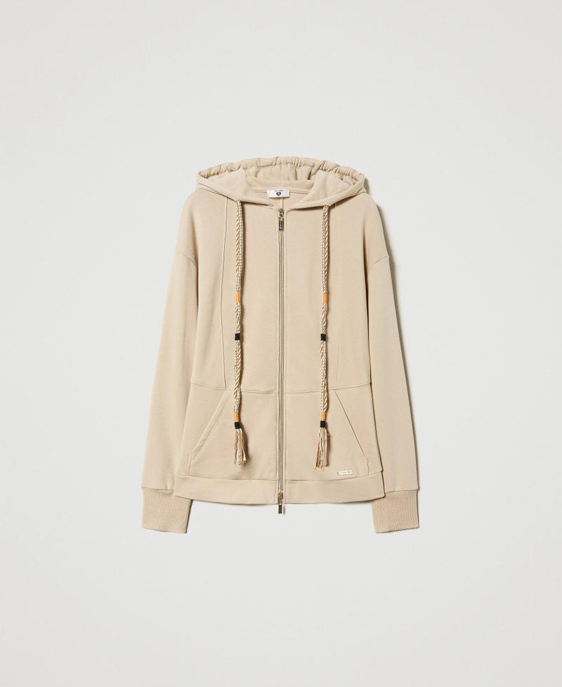Hoodie with weaved drawstring Champagne Woman 231LL24PP_10286_0S
