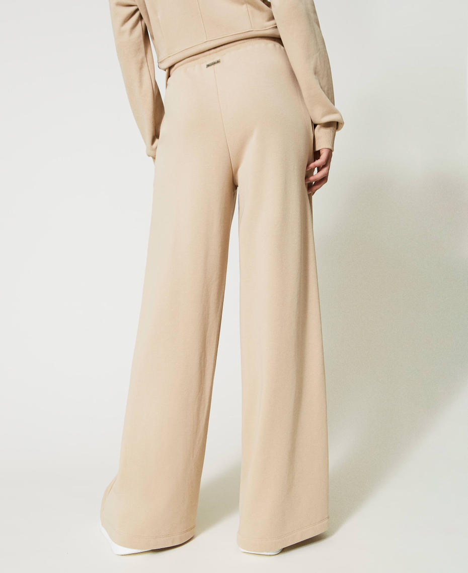 Wide leg plush fabric trousers Champagne Woman 231LL24RR-03