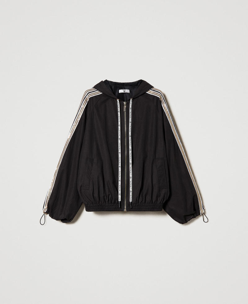 Bomber jacket with sequin embroidery Two-tone Black / "Sugar" White Woman 231LL25AA-0S