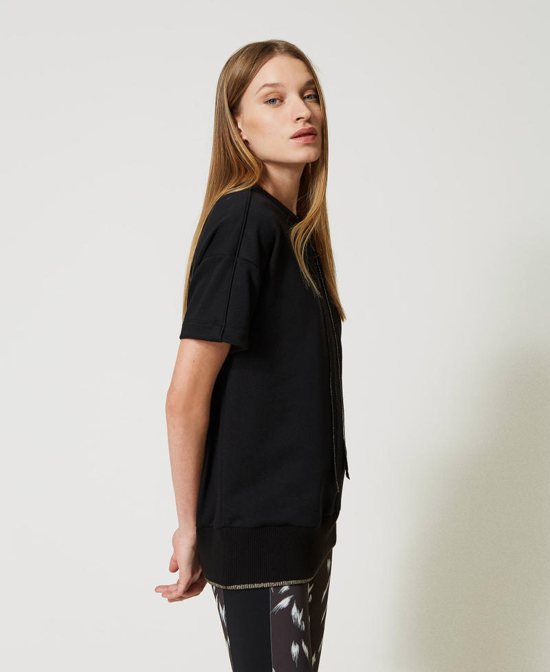 Sweat-shirt avec ruban et détails dorés