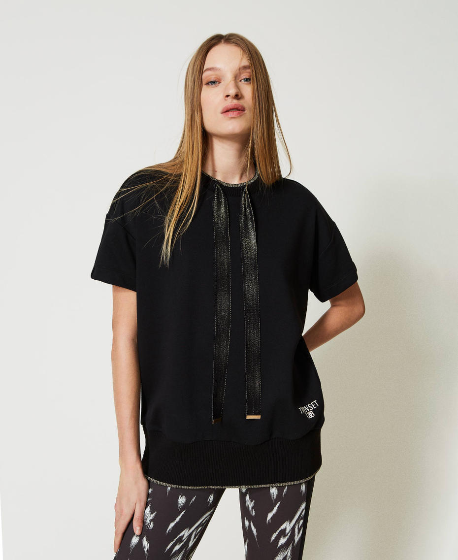 Sweat-shirt avec ruban et détails dorés