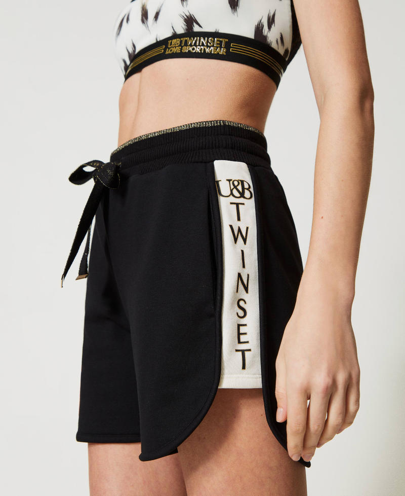 Shorts with ribbon and golden finishes Black Woman 231LL25RR-01