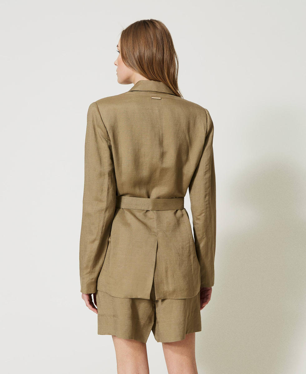 Linen blend blazer with embroideries