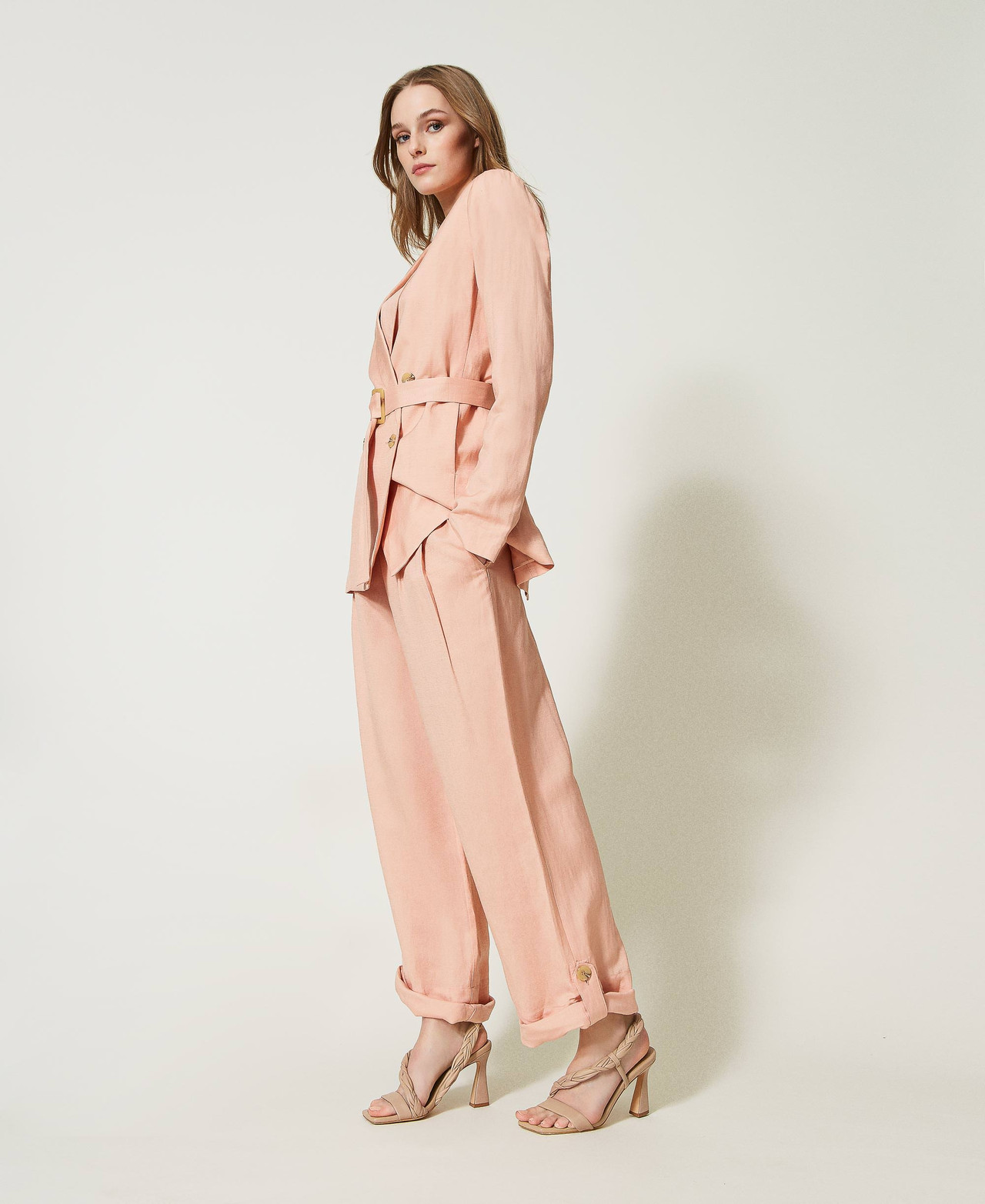 Pantalon Habillé Femme Taille Haute - Coupe Décontractée Jambes Larges, En Tissu Viscose Élastique, 3 Longueurs Disponibles