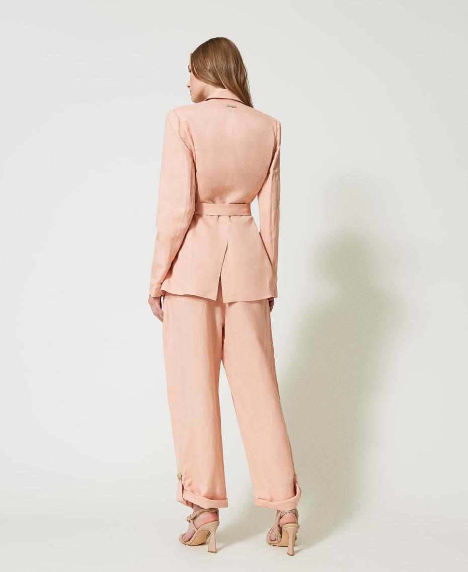 Pantalon en lin mélangé avec pattes de serrage
