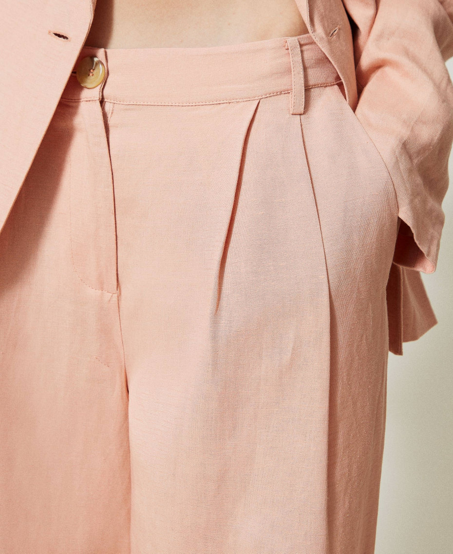 Pantalon en lin mélangé avec pattes de serrage