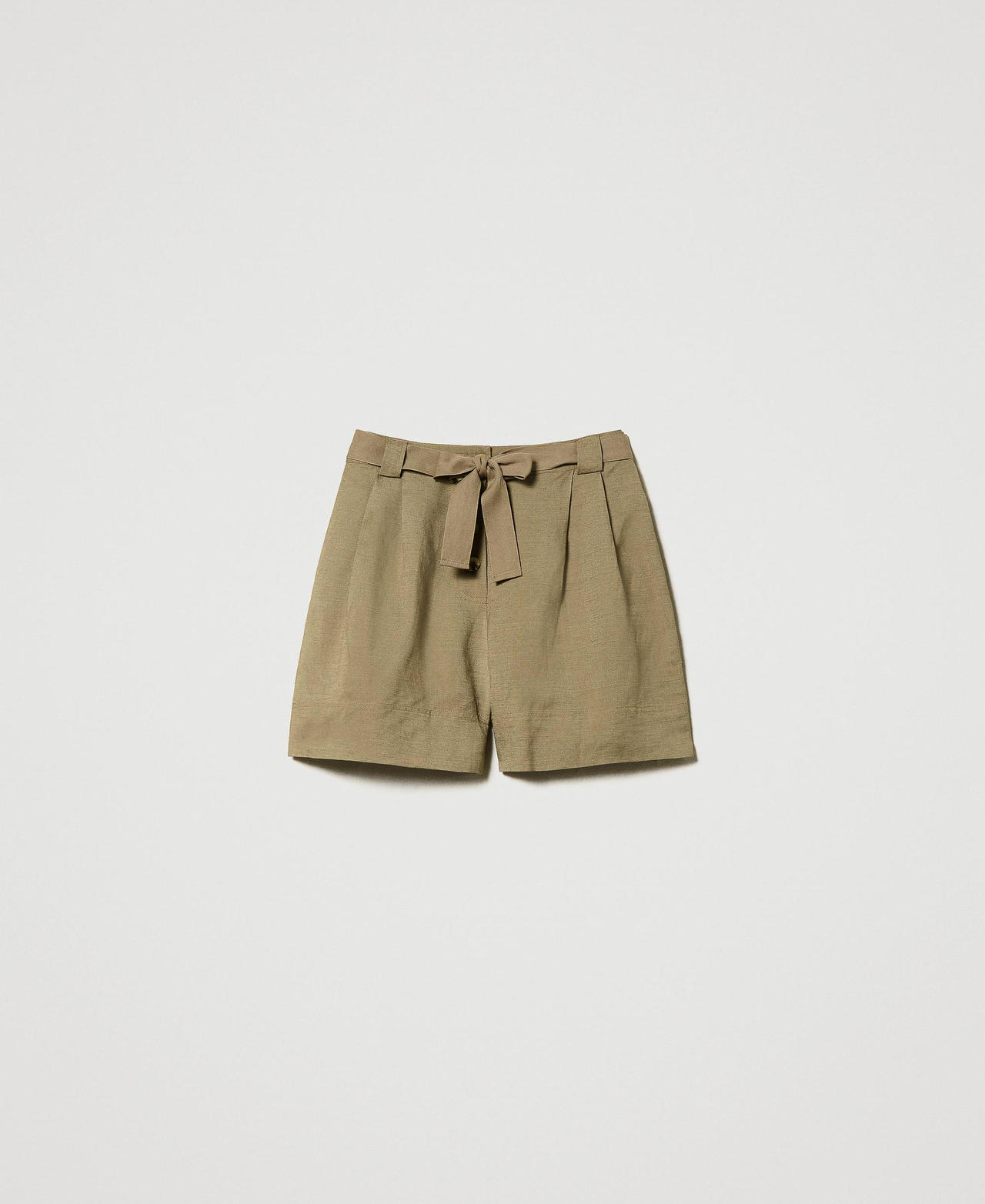 Short en lin mélangé avec ceinture