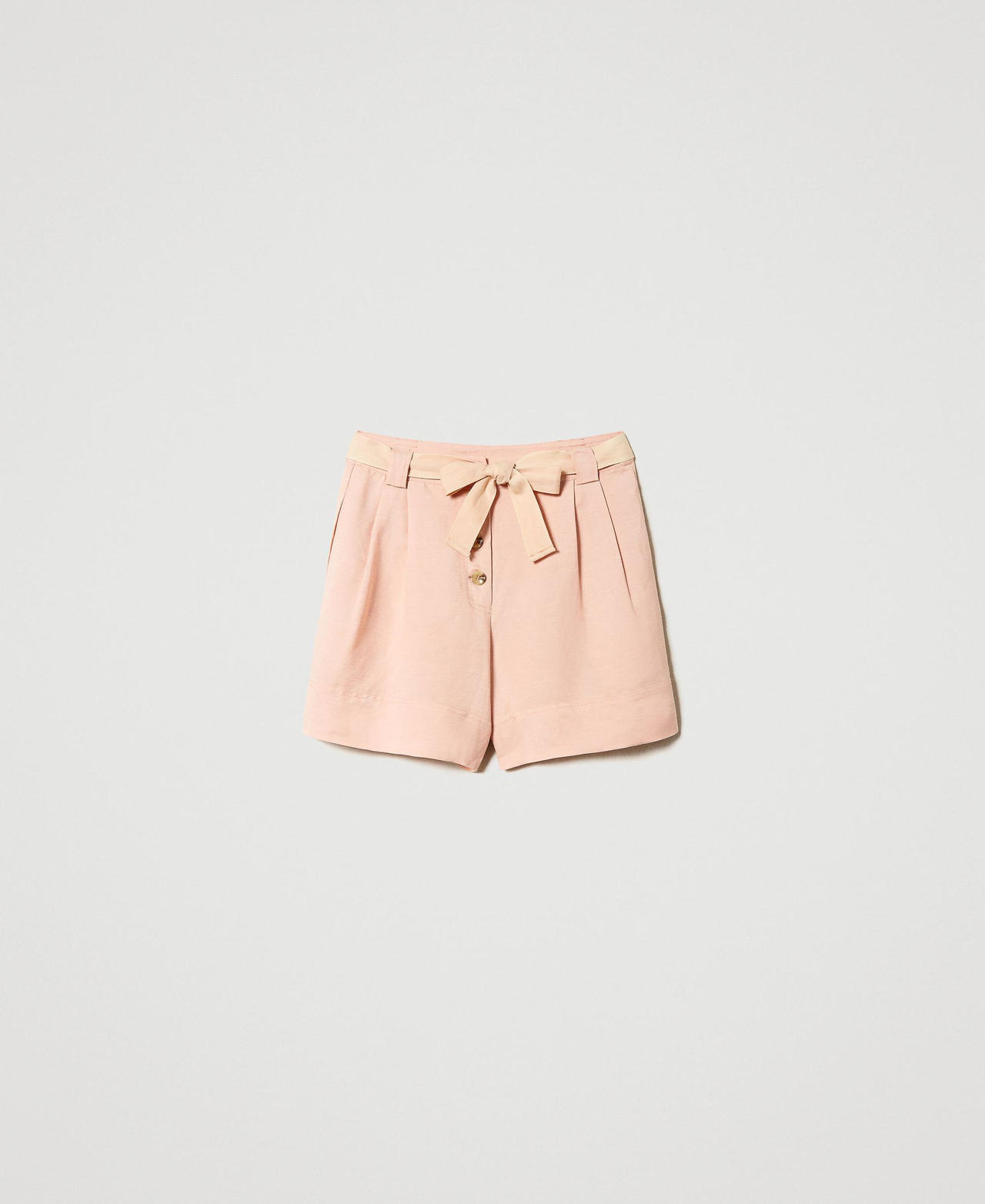 Linen blend shorts with belt Elm Green Woman 231LL28EE-0S